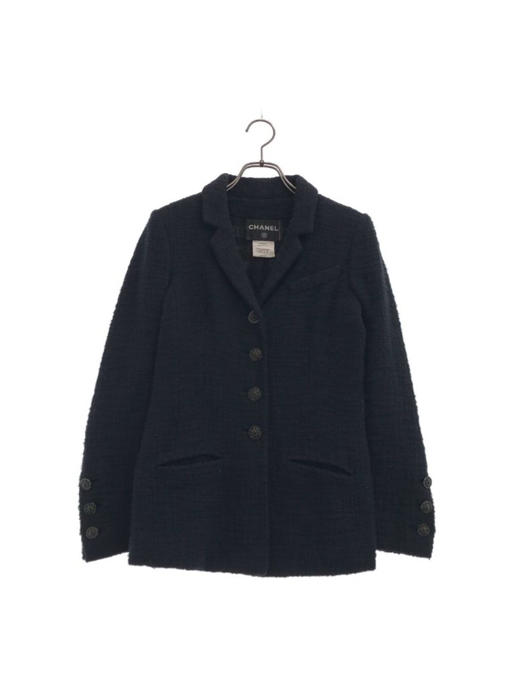 Chanel Gripoix Cotton Tweed Jacket Dark Navy 36